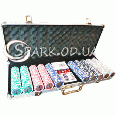 Набір для покеру 500 фішок у алюмінієвому кейсі з номіналом