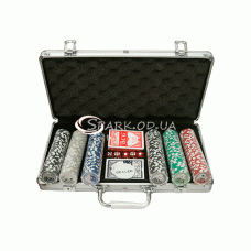 Набор для покера 300 фишек  в алюминиевом кейсе с номиналом