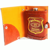 Фляжка кожа 9oz в барсетке "Jack Daniels"