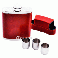 Фляжка  9 oz с тремя рюмками