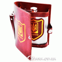 Фляжка метал-кожа 9oz "Украина" в барсетке №PJ-9A