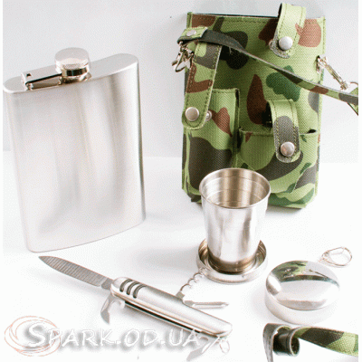Фляжка-сумка(камуфляж)+нож+стакан №PT-9-2