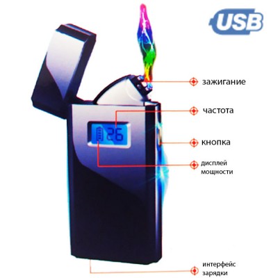 USB зажигалка импульсная/двойная дуга № 425