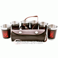 Набор стопок большие 6 шт. в сумке на ремне "Украина" № JB-02